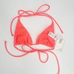 Good American Bikini Top Medium Tiny Ties String Triangle Neon Coral Teeny NWT Photo 3