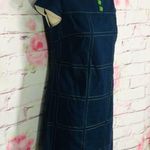 Lilly Pulitzer navy cap sleeve green jewel neckline stitched shift dress Photo 2