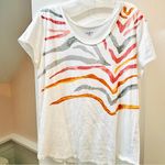 Loft  Women's White Multicolor Zebra Striped Top Photo 0