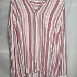 Terra & Sky  Women's Pink Striped Button Down Shirt1X Photo 0