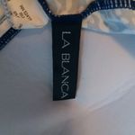La Blanca  S China Pattern Navy White Turquoise Swim Top 8 Photo 2