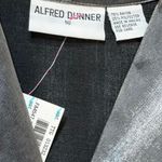 Alfred Dunner Vintage  Gunmetal Gray Metallic Satin Button Up Blouse Photo 4