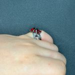 Red Cz black open back ring - Size 4 Photo 3