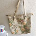 Vintage cream floral beach/picnic/ grocery casual earthy summer carry on u Photo 0