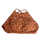 Aerie Size Medium Bikini Top High Neck Ditzy Floral Burnt Orange Pink Tie Swim Photo 2