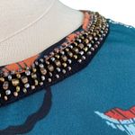 Anthropologie Anthro Maeve Sketched Peonies Floral Beaded Tunic Swing Dress Photo 5