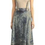 Plenty By Tracy Reese Light Blue Acid Wash Splatter Suspender Skirt A-Line Photo 1