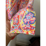 Talbots boatneck 3/4 sleeve floral indian paisley Petite Tee MP Red Multicolor Photo 2