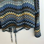 Ariella  Blue Zig Zag Chevron Cowl Neck Lace Up Pullover Sweater Size Large Photo 7