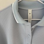 Lululemon Textured Long-Sleeve Polo Shirt Starch Blue White Athleisure Preppy Photo 5