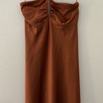 Abercrombie & Fitch  satin halter midi dress in rust orange Photo 0
