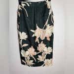 Reiss  Women Size 4 Floral Print High‎ Rise Midi Front Slip Green Elegant Skirt Photo 4