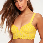 Free People  Intimately FP Womens Yellow Embroidered Floral Lace‎ Ezra Bralette S Photo 0