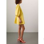 STAUD Sophie Yellow Square Neck Babydoll Mini Dress summer party $250 designer Gold Photo 3