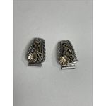 Running Bear Navajo Sterling Silver Turquoise Floral Watch Ends Gold & Silver Photo 3