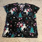 Scrub Top Christmas theme Small Black Photo 1