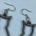 Green Tree Jewelry Kitty Cat Silhouette Wooden Earrings Dangle Drop Hook Photo 6