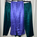 Women’s satin dark green purple elastic pull on comfy pajama‎ pants bundle small Photo 0