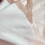 SheIn 🛍️ White v neck embellished lace short sleeve shirt Photo 2