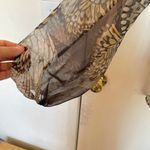 Lavender Brown Womens Blouse Sheer Print V Neckline Tunic Bohemian Size Large Photo 3