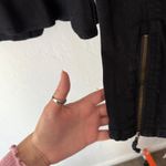 Elle  Black Moto Jacket L‎ Peplum Hem Full Zip Long Sleeve Casual Grunge Photo 8