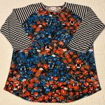 LuLaRoe RANDY 3/4 Raglan Sleeve Baseball Tee LARGE Floral Striped Photo 1