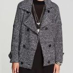 Free People Jacket Small Black Double Breasted Wool Oversized Moto Trench Coat Photo 0