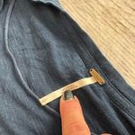 Free People Midi T-Shirt Dress Cotton Linen Blend Embroidered Floral Navy Size L Photo 3