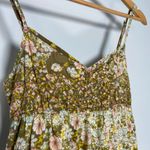 H&M  Floral Maxi Dress Babydoll Milkmaid Green Pink Cottagecore Boho Hippie Beach Photo 3