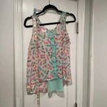 Candie's Sheer Neon Sunglasses Print Flowy Button Tank Top Beach Travel Size S Photo 4