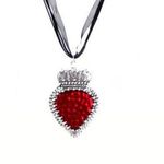 Handmade Gothic Red Heart Necklace Queen of Hearts Inspired Pendant Silver Toned Metal Photo 0