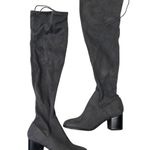 ALDO Over the Knee Heeled Boots Womens 7 Gray Faux Suede Block Heel Modern Boho Photo 0