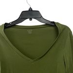 J.Crew Long Sleeve V Neck Fitted Tee Women’s Medium Olive Green Top- FLAWED Photo 1