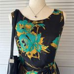 Banana Republic  Green Yellow Black Side Waist Tie Dinner Dress Photo 2