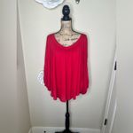 Maeve NTM: by Anthropologie Red Boho Flowy Tunic Blouse Long Sleeve V-Neck Photo 1