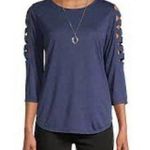 NWT by&by Cutout sleeve Top and Necklace XL Blue Size undefined Photo 0