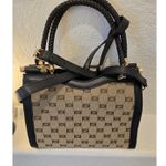Bebe  Monogram Satchel Handbag Braided Top Handle Crossbody Bag Photo 5