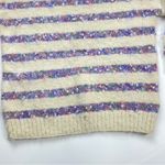 Handmade  Sweater Chunky Striped Women Cream Purple Cozy Fairycore Autumn Unique Photo 3