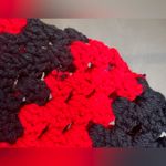 Handmade Handcrafted womens vibrant Red/Black boho Fashion Crochet Poncho cover 32”x 22” Photo 13