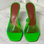 Amina Muaddi Lupita PVC Slip On Spool Heel Mules Sandal Fluo Green Women Size 40 Photo 1