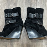 Givenchy  Wedge Ankle Boots‎ Black Buckled Suede Size 37 Pointed Toe Photo 0