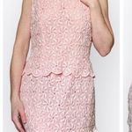Vintage 1960s Powder Pink Floral Lace Sleeveless Sheath Midi Dress, sz. S Photo 0