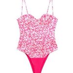 ZARA  Printed Corset Bodysuit Pink White Floral Medium NWT Photo 4