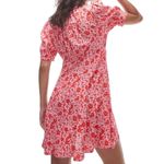 Topshop  V-Neck Mini Tea Dress in Pink and Red Floral, Size 12​​​ Photo 2