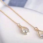 Anthropologie 18K Gold Plated Solitaire Threader Curette Earrings With Backings Photo 0