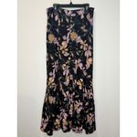 Free People "Smooth Sailing" Button Front Maxi Skirt Black Pink Floral Sz 4 EUC! Photo 1