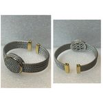 DSMK Two Toned S/S Necklace, Bangle & Dangle Earrings Set Gold Photo 3