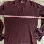 Vintage 70s Miss Pernilla Balloon Sleeve Knit Top Burgundy Boho Pullover Sweater Blue Photo 6