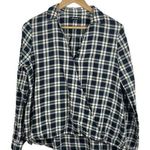 Madewell  Arion Plaid Wrap Front Long Sleeve Blouse in Black/White Size M Photo 1