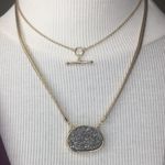 Free People New  gray droozy necklace gold tone 18” Photo 0